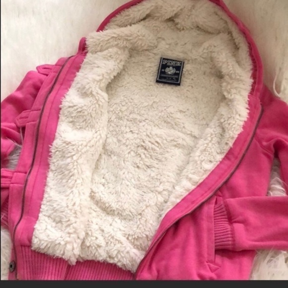 VS PINK BLING FAUX FUR FULL ZIP JACKET SZ M 2009 COLLECTION FULL ZIP AND BUTTON - Picture 12 of 14